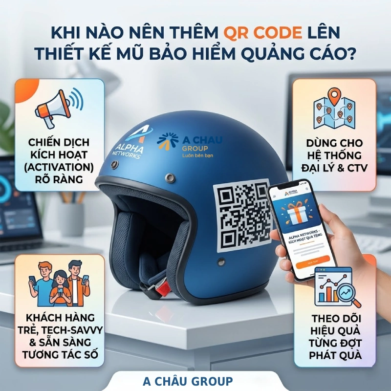 Khi nào nên thêm QR code lên mũ bảo hiểm quảng cáo?