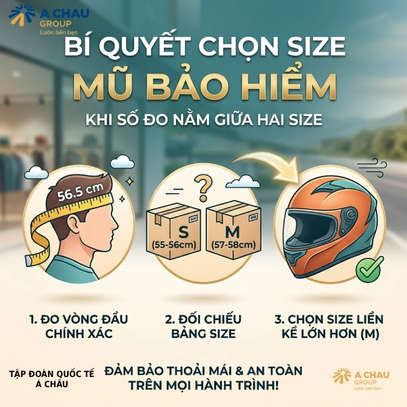 Cách chọn size nón bảo hiểm khi số đo nằm giữa hai size