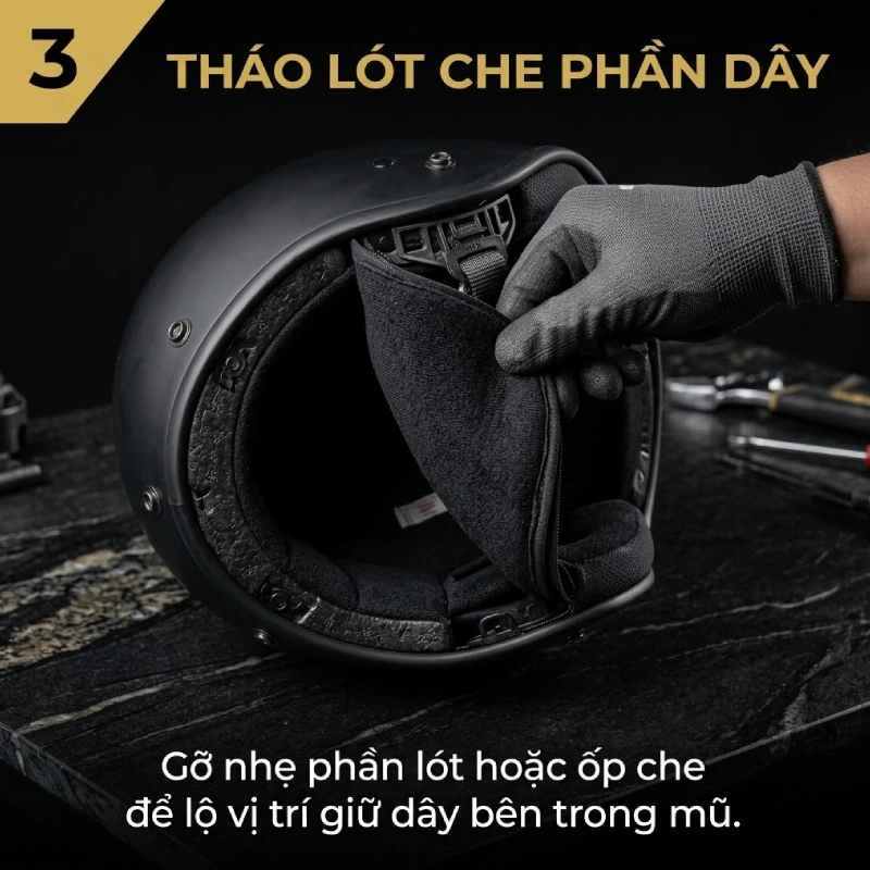 Tháo lót hoặc ốp che phần dây nếu cần