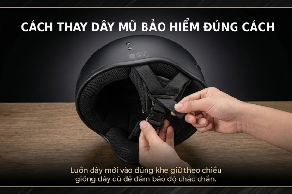 Cách thay dây mũ bảo hiểm đúng nhất