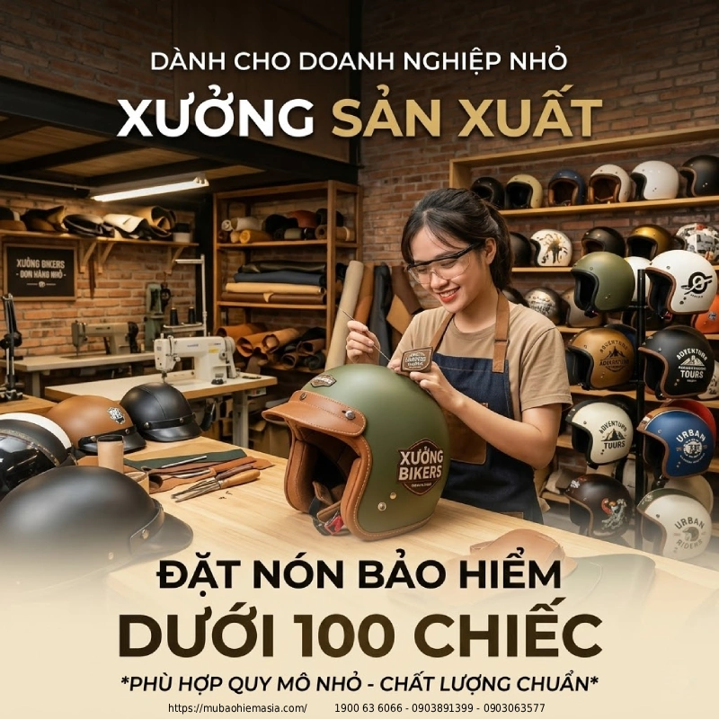 Nên đặt nón bảo hiểm in logo số lượng bao nhiêu để giá tốt cho doanh nghiệp. Đặt dưới 100 chiếc chỉ phù hợp với các xưởng nhỏ