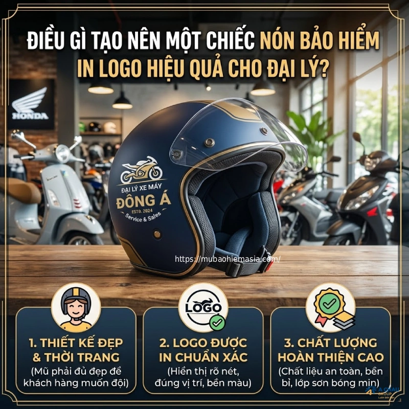 Điều gì tạo nên một chiếc nón bảo hiểm in logo cho đại lý bán hàng hiệu quả?