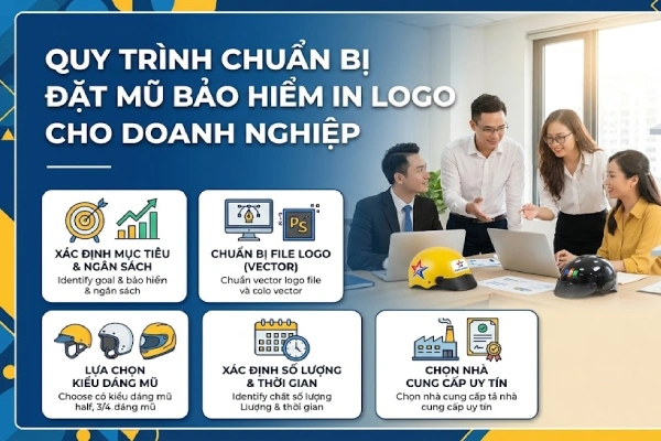 Doanh nghiệp cần chuẩn bị gì khi đặt mũ bảo hiểm in logo?