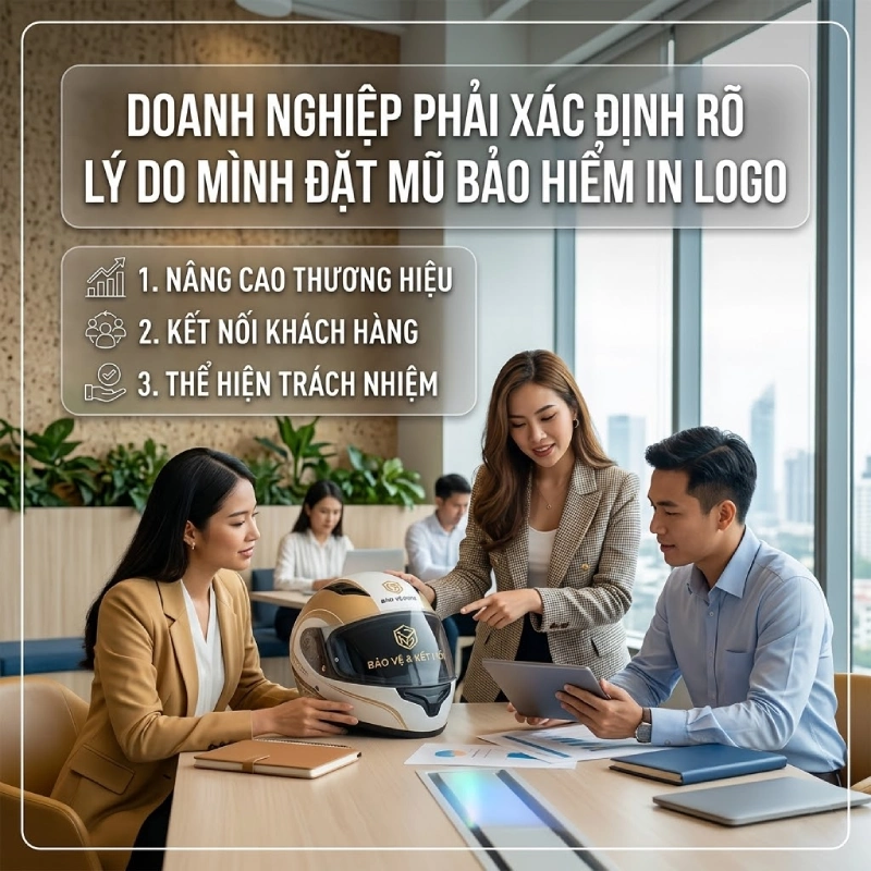 Doanh nghiệp cần chuẩn bị gì khi đặt mũ bảo hiểm in logo? Doanh nghiệp phải xác định rõ lý do mình đặt mũ bảo hiểm in logo