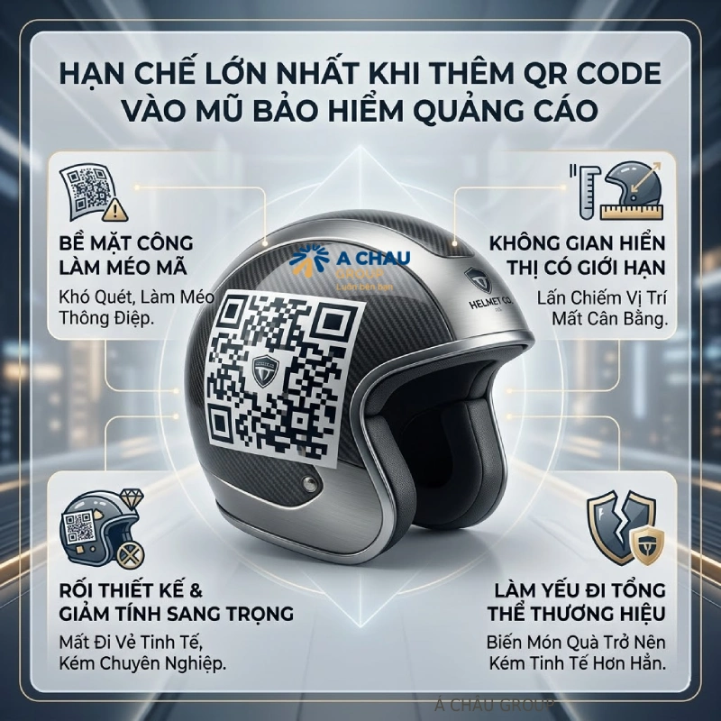 Có nên thêm QR code vào thiết kế mũ bảo hiểm quảng cáo không? Hạn chế lớn nhất khi thêm QR code 