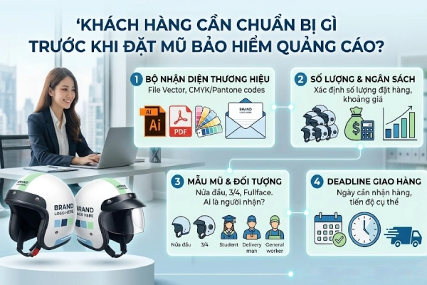 Khách hàng cần chuẩn bị gì trước khi đặt mũ bảo hiểm quảng cáo?