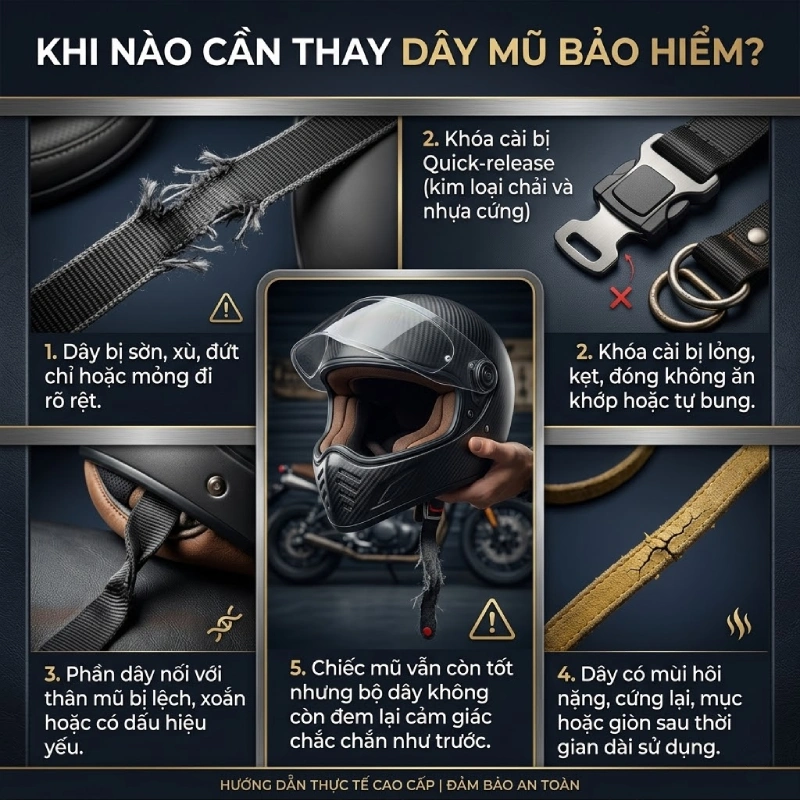 Khi nào cần thay dây mũ bảo hiểm?
