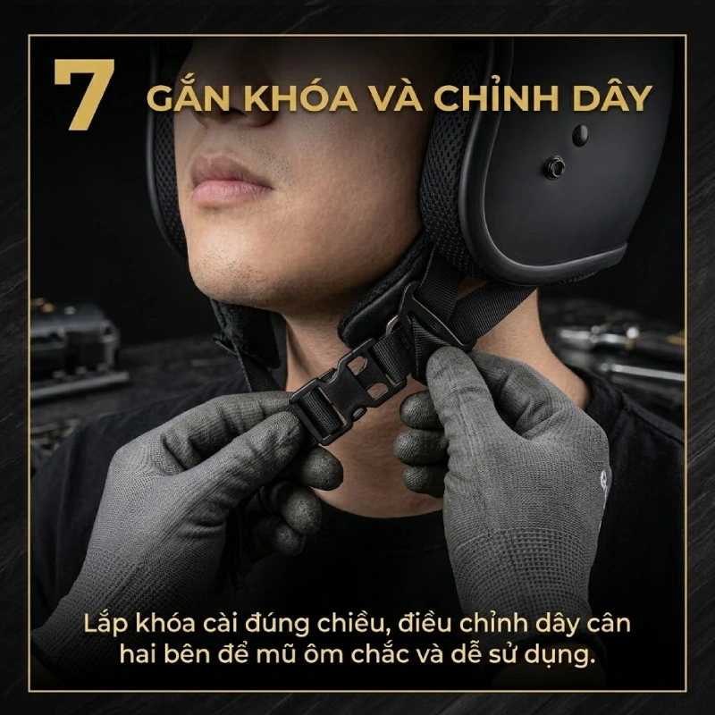 Gắn lại khóa cài và chỉnh chiều dây