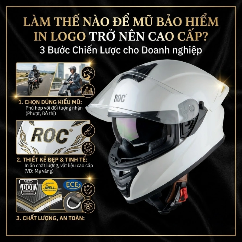 Muốn mũ bảo hiểm in logo trở thành món quà tặng doanh nghiệp cao cấp cần phải 