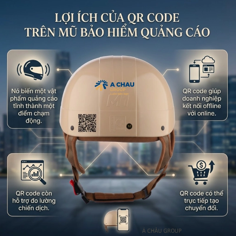 Có nên thêm QR code vào thiết kế mũ bảo hiểm quảng cáo không? Lợi ích