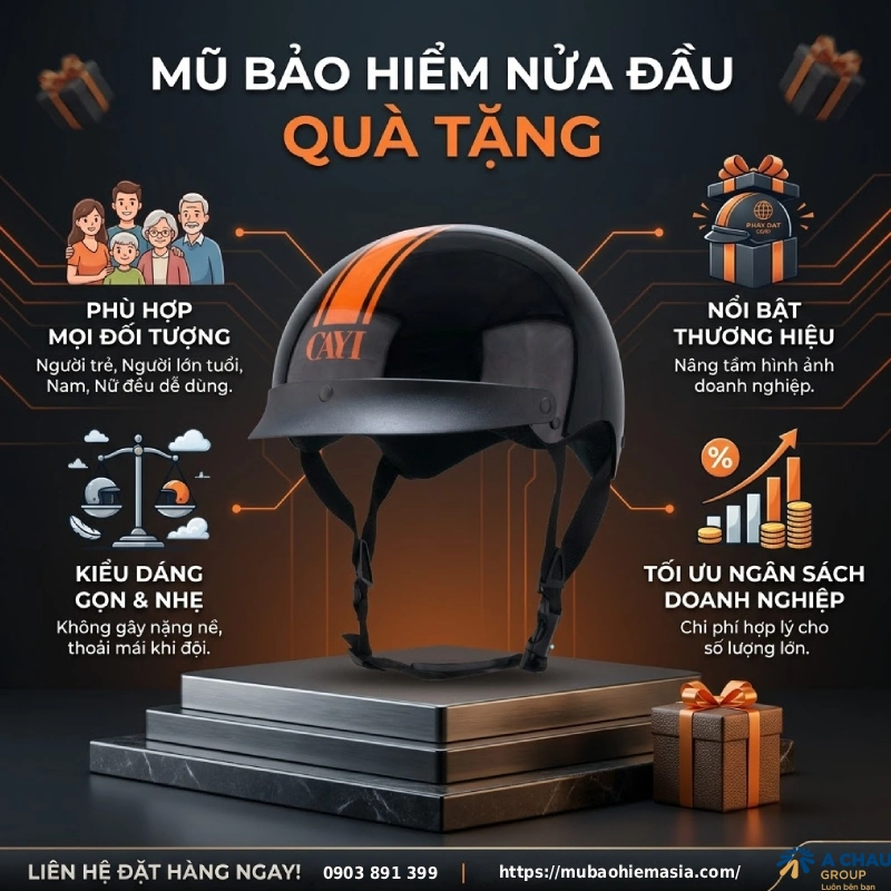 So sánh các loại mũ bảo hiểm quà tặng: Nửa đầu, 3/4, có kính