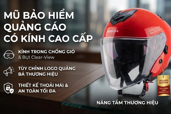 mũ bảo hiểm quảng cáo có kính