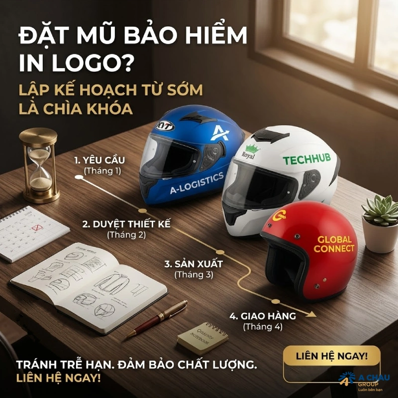 Doanh nghiệp cần chuẩn bị gì khi đặt mũ bảo hiểm in logo? Phải có kế hoạch chuẩn bị từ sớm, không thể đợi sát ngày mới làm