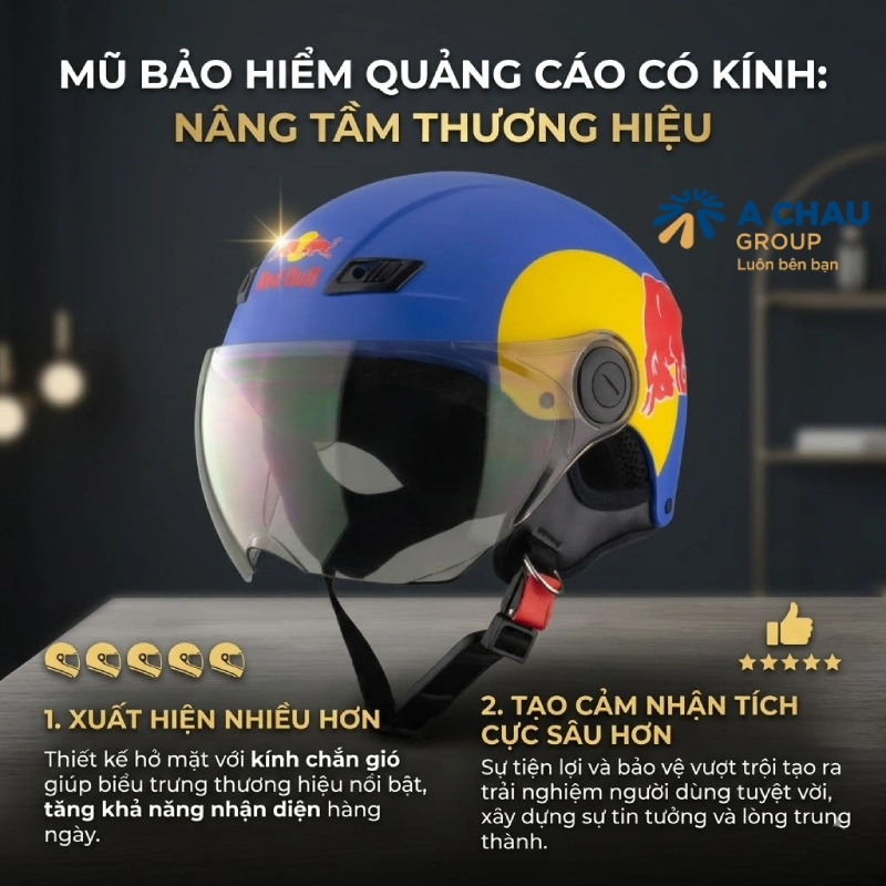 Mũ bảo hiểm quảng cáo có kính giúp doanh nghiệp nâng hình ảnh thương hiệu như thế nào?