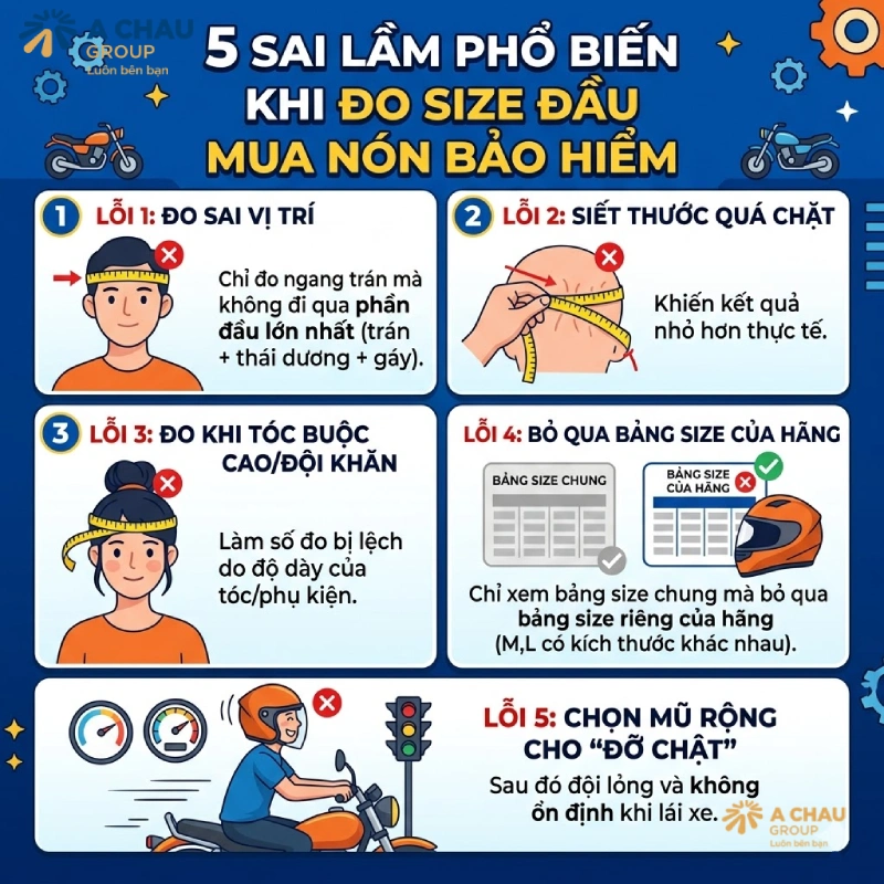Sai lầm phổ biến khi đo size đầu để mua nón bảo hiểm