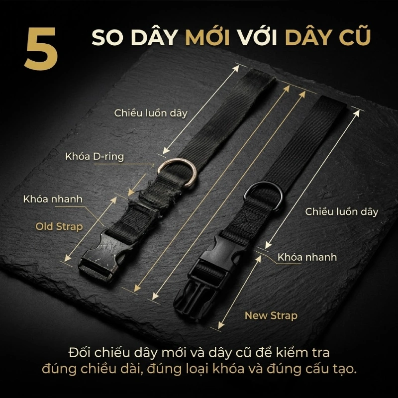 So dây mới với dây cũ trước khi lắp