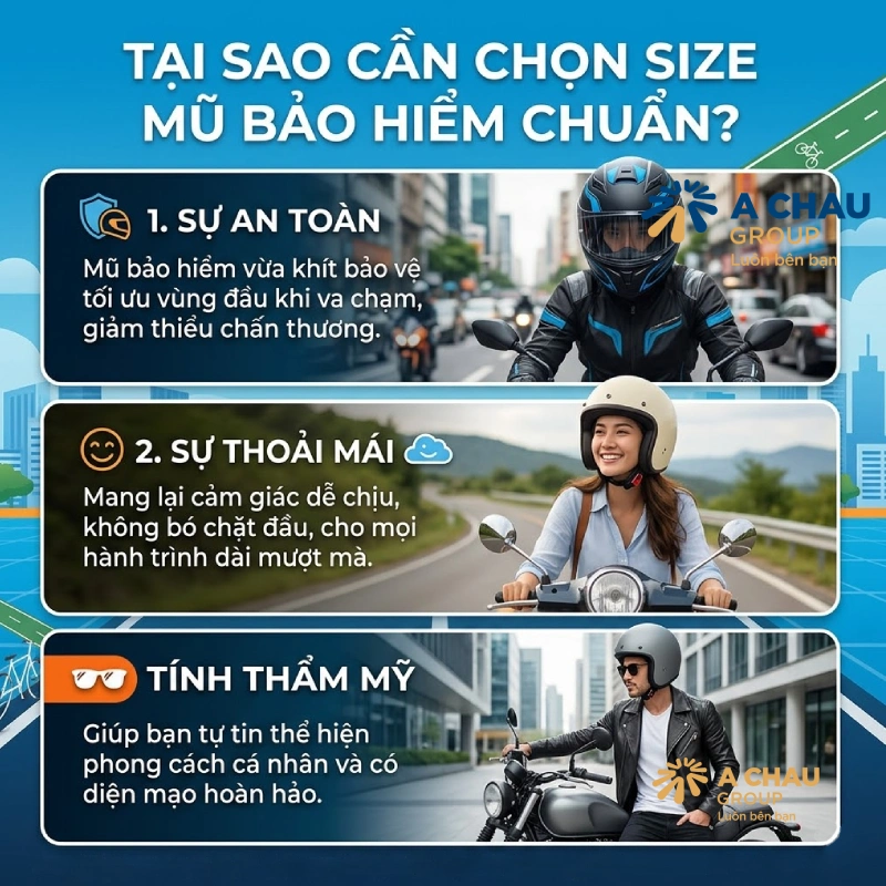 Vì sao cần chọn size mũ bảo hiểm chuẩn?