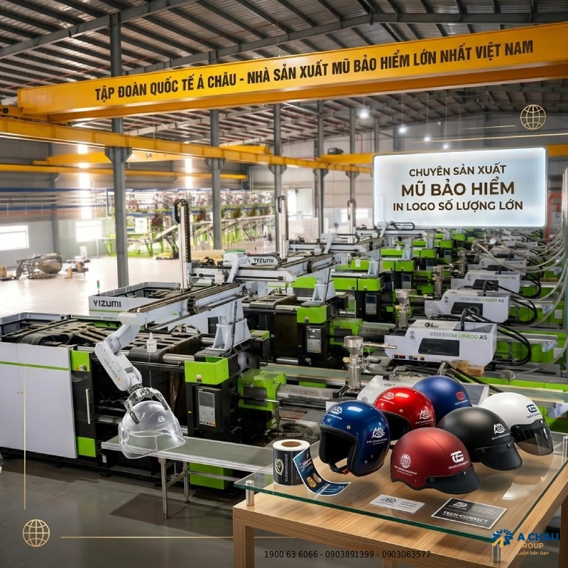 Tập đoàn Quốc Tế Á Châu chuyên sản xuất mũ bảo hiểm in logo số lượng lớn
