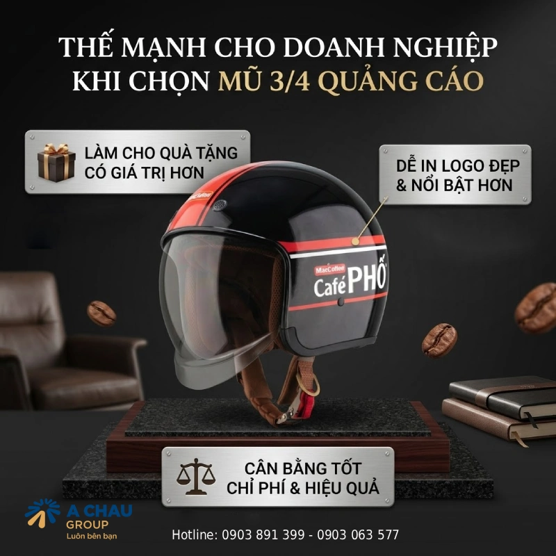Thế mạnh cho doanh nghiệp khi chọn mũ bảo hiểm quảng cáo 3/4
