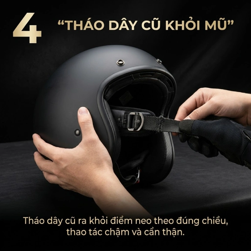 Tháo dây cũ ra khỏi điểm neo