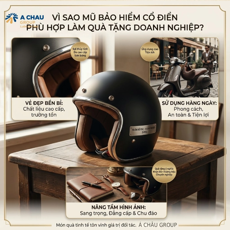 Vì sao mũ bảo hiểm cổ điển phù hợp làm quà tặng doanh nghiệp?
