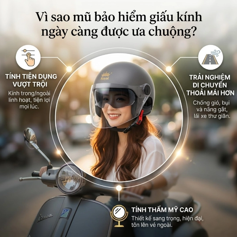 Vì sao mũ bảo hiểm giấu kính ngày càng được ưa chuộng?