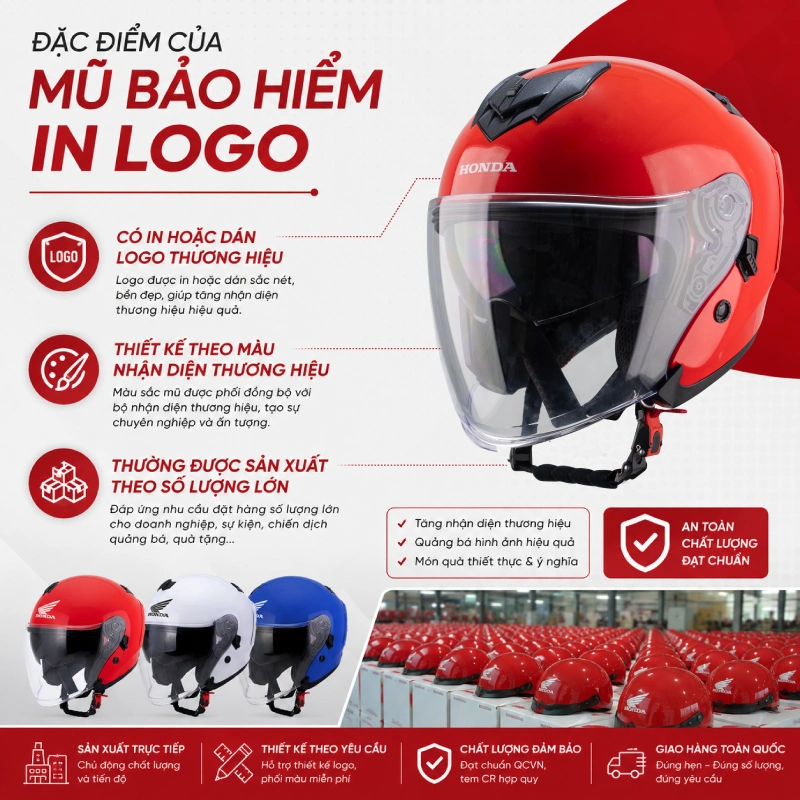 Đặc điểm của mũ bảo hiểm in logo là gì?