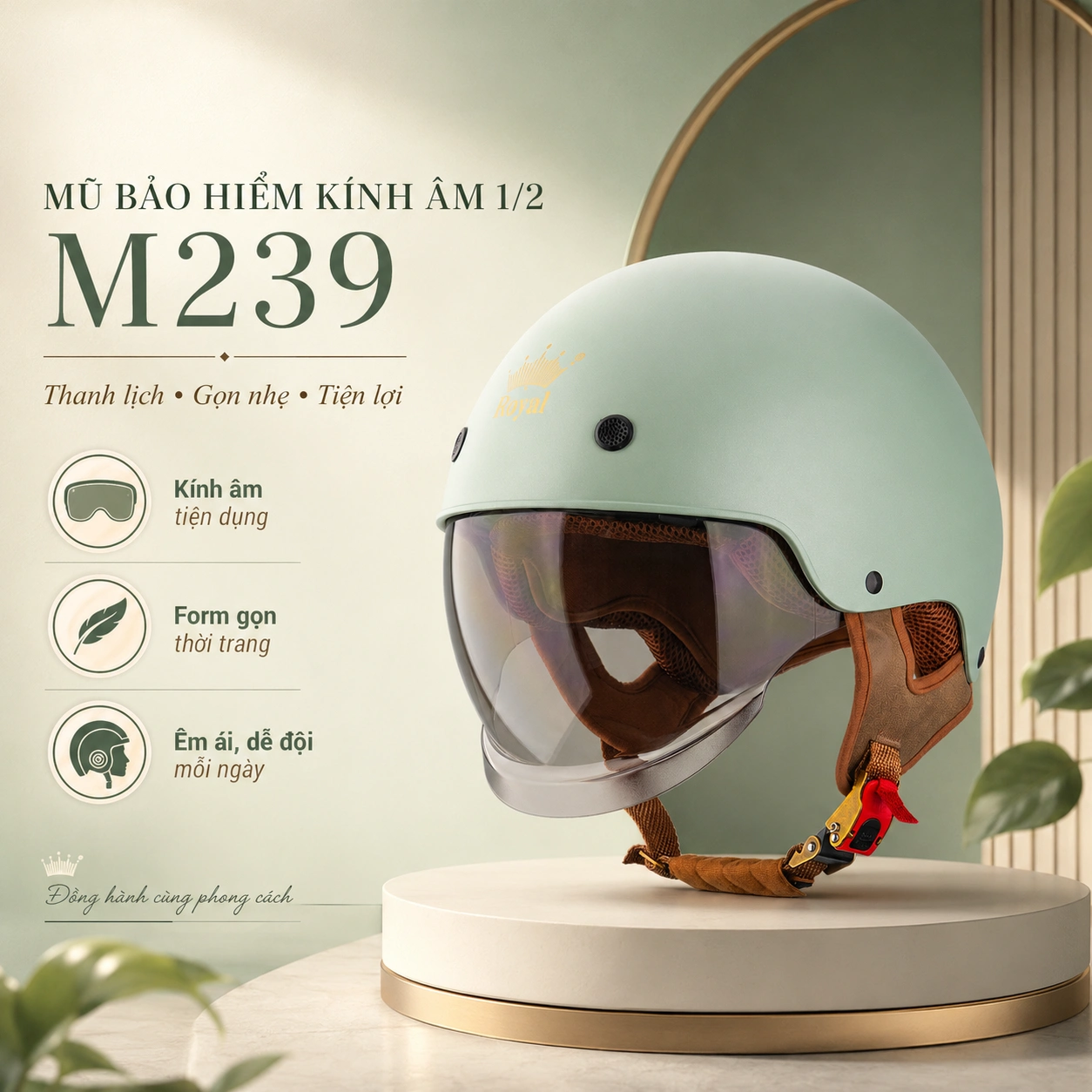 Mũ bảo hiểm kính âm Royal M239
