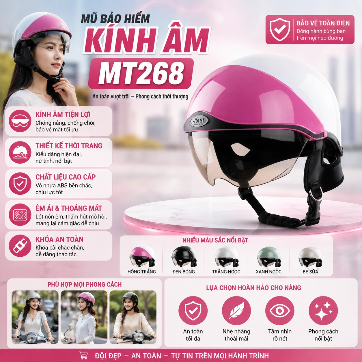 Nón bảo hiểm kính âm ASIA MT-268