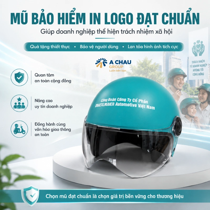 Vì sao nên chọn nón bảo hiểm in logo đạt chuẩn chất lượng? 4 Mũ bảo hiểm đạt chuẩn giúp doanh nghiệp thể hiện trách nhiệm xã hội