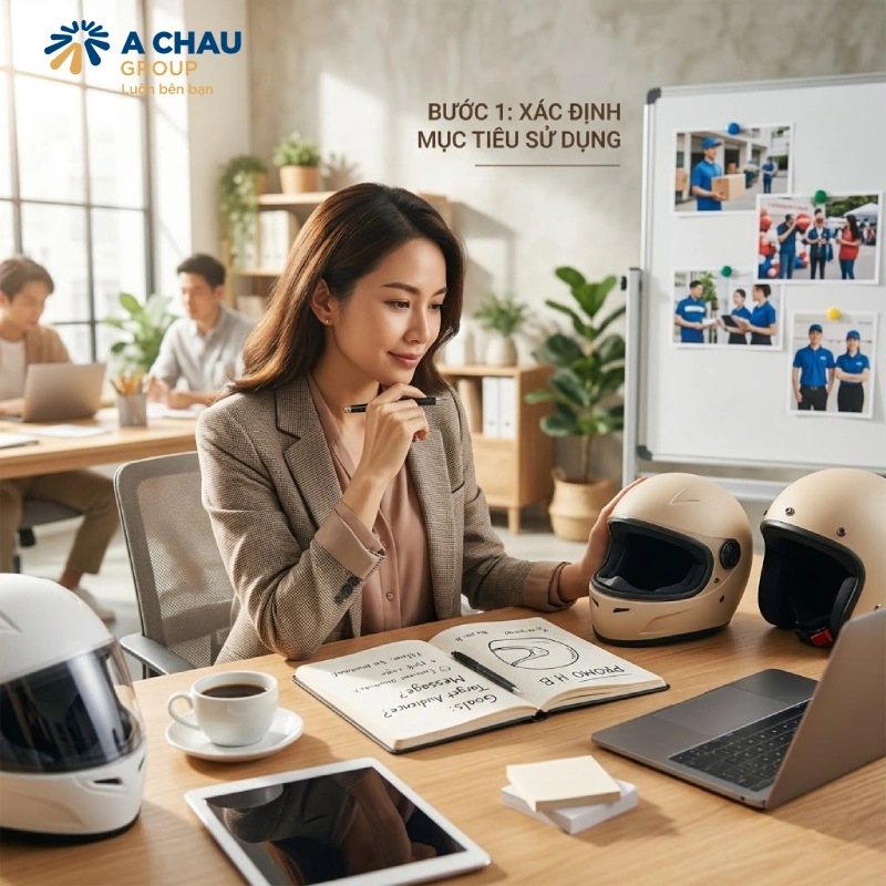 Làm mũ bảo hiểm quảng cáo theo yêu cầu có khó không? Bước 1: Xác định rõ mục tiêu sử dụng