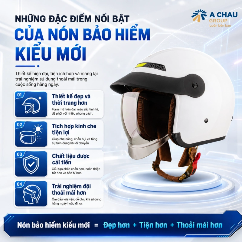 Nón bảo hiểm kiểu mới là gì? Gồm những loại nào? 3 Các đặc điểm của mũ bảo hiểm kiểu mới