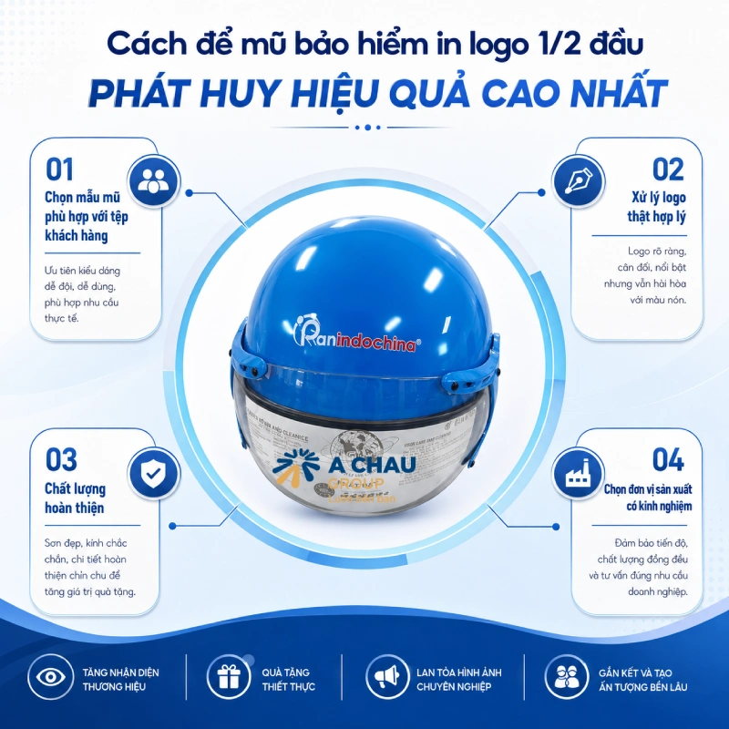Cách để mũ bảo hiểm in logo 1/2 đầu phát huy hiệu quả cao nhất