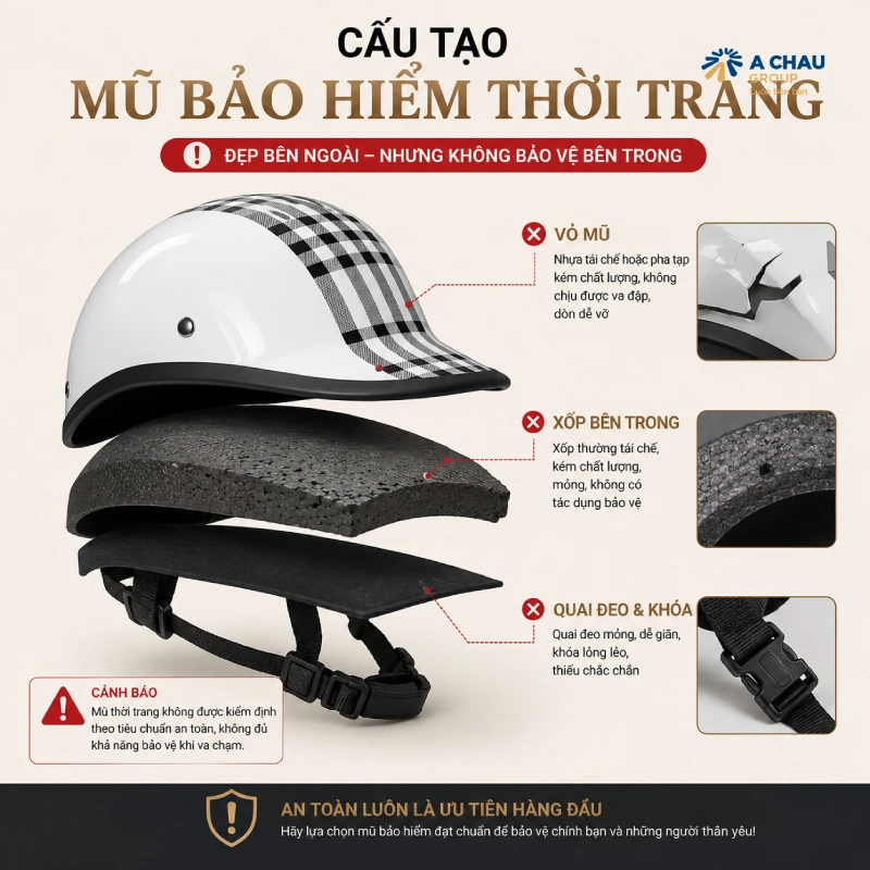 Cách phân biệt mũ bảo hiểm đạt chuẩn với mũ bảo hiểm thời trang 20 Cấu tạo của mũ bảo hiểm thời trang