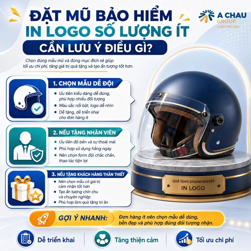 Đặt mũ bảo hiểm in logo số lượng ít cần lưu ý điều gì?