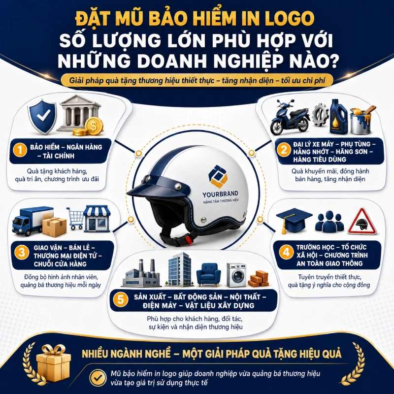 Đặt mũ bảo hiểm in logo số lượng lớn phù hợp với những doanh nghiệp nào?
