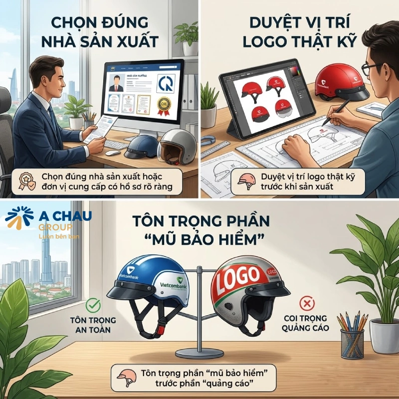 Doanh nghiệp nên làm gì để yên tâm khi đặt mũ bảo hiểm in logo?