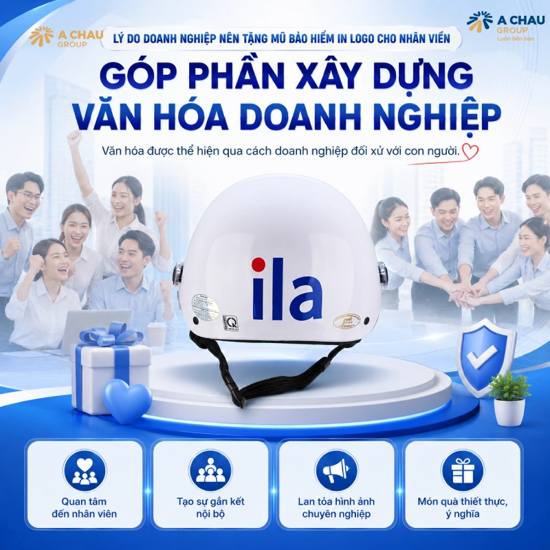Doanh nghiệp nên tặng mũ bảo hiểm in logo cho nhân viên vì Góp phần xây dựng văn hóa doanh nghiệp