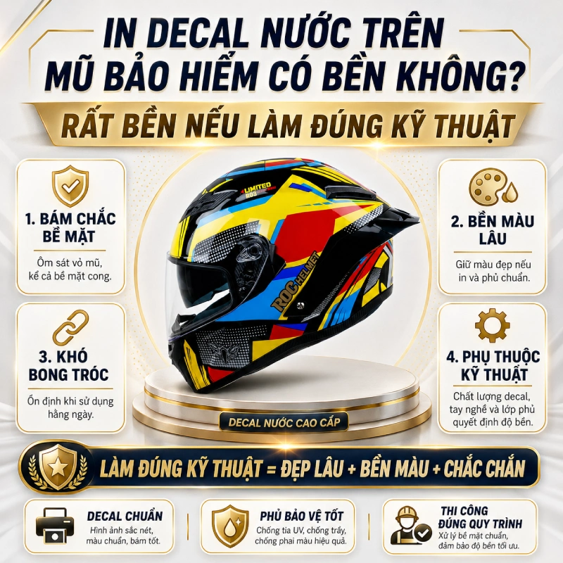 In Decal nước trên mũ bảo hiểm có bền không?