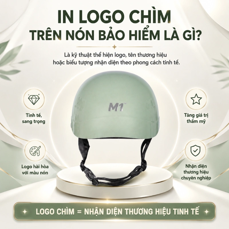 In logo chìm trên nón bảo hiểm là gì?