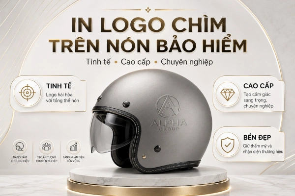 In logo chìm trên nón bảo hiểm