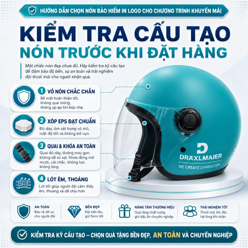 Kiểm tra cấu tạo nón trước khi đặt hàng