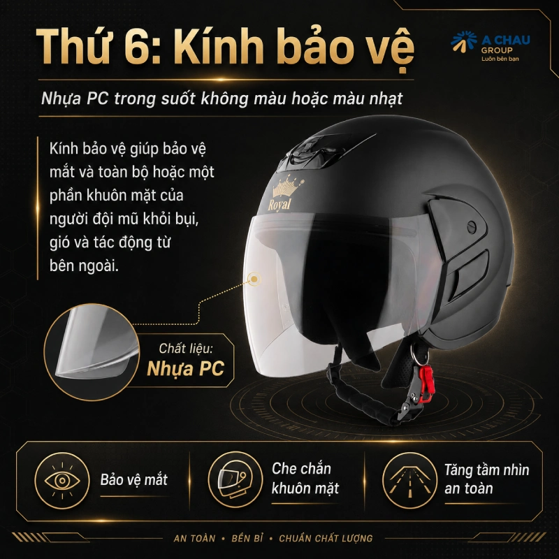 Cách phân biệt mũ bảo hiểm đạt chuẩn với mũ bảo hiểm thời trang 17 Tiêu chuẩn kính bảo vệ trên mũ bảo hiểm