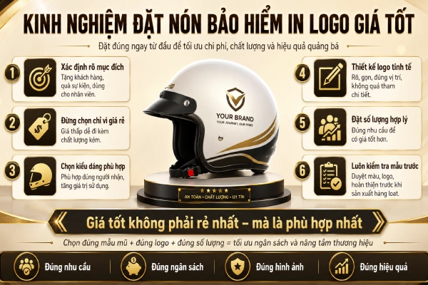 7 kinh nghiệm đặt nón bảo hiểm in logo giá tốt