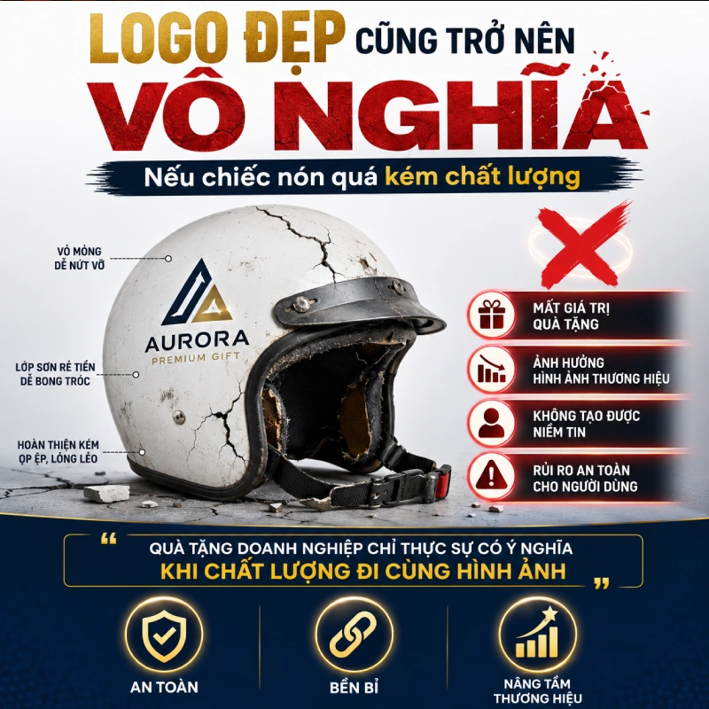 Có nên đặt nón bảo hiểm in logo giá rẻ? 3 Logo đẹp cũng trở nên vô nghĩa nếu chiếc nón quá kém