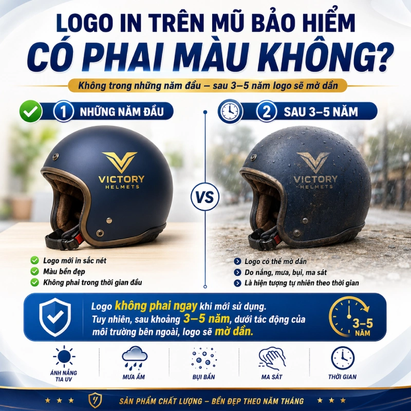Lý giải logo in trên mũ bảo hiểm có phai màu không?