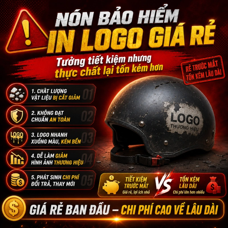 Có nên đặt nón bảo hiểm in logo giá rẻ? 5 Lựa chọn nón bảo hiểm rin logo giá rẻ tiết kiệm chi phí ban đầu nhưng tốn kém về sau.