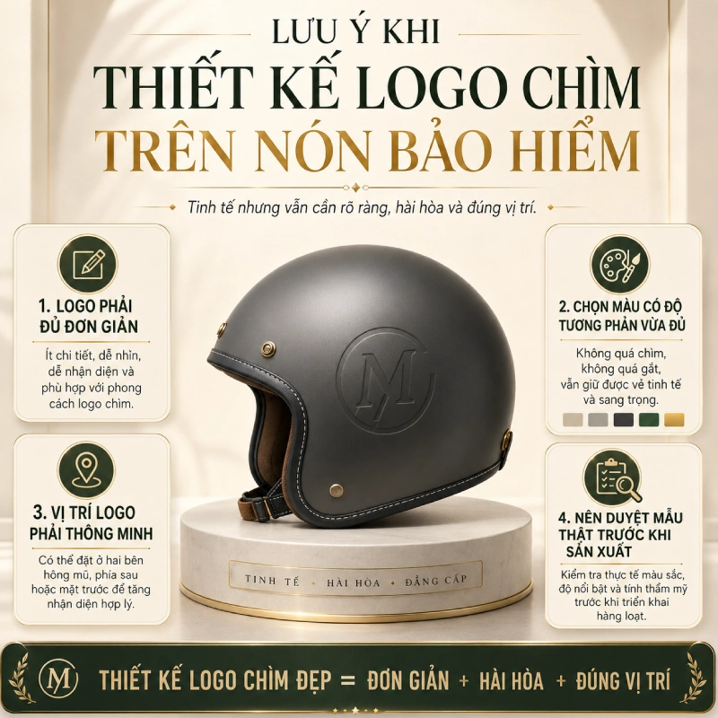 Lưu ý khi thiết kế logo chìm trên nón bảo hiểm