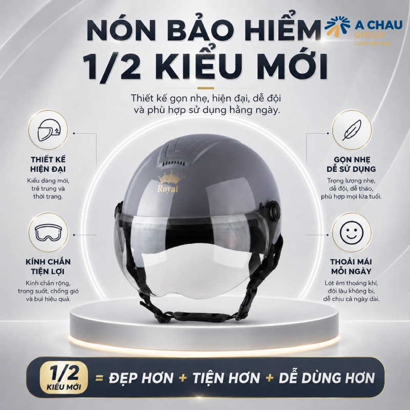 Nón bảo hiểm kiểu mới là gì? Gồm những loại nào? 4 Nón bảo hiểm 1/2 kiểu mới