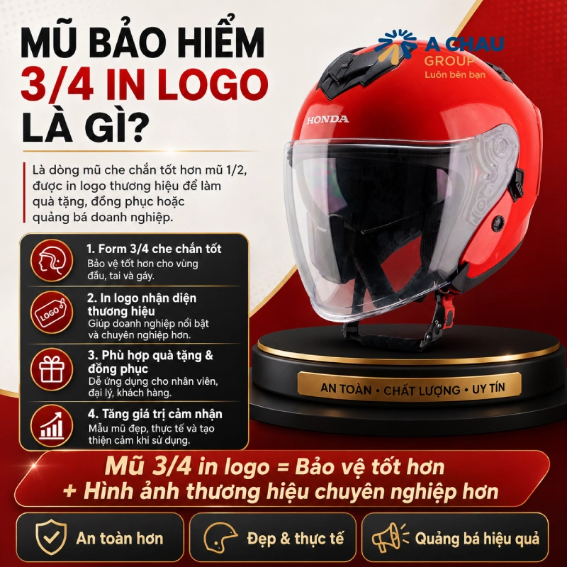 Mũ bảo hiểm 3/4 in logo là gì
